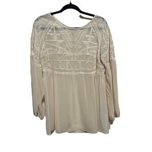 Sundance Silk Top Balloon Sleeve Embroidered Tunic M